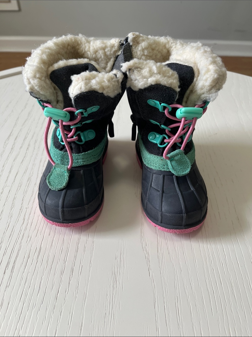 Kids Waterproof Snow Boots in Black, Pink & Teal
